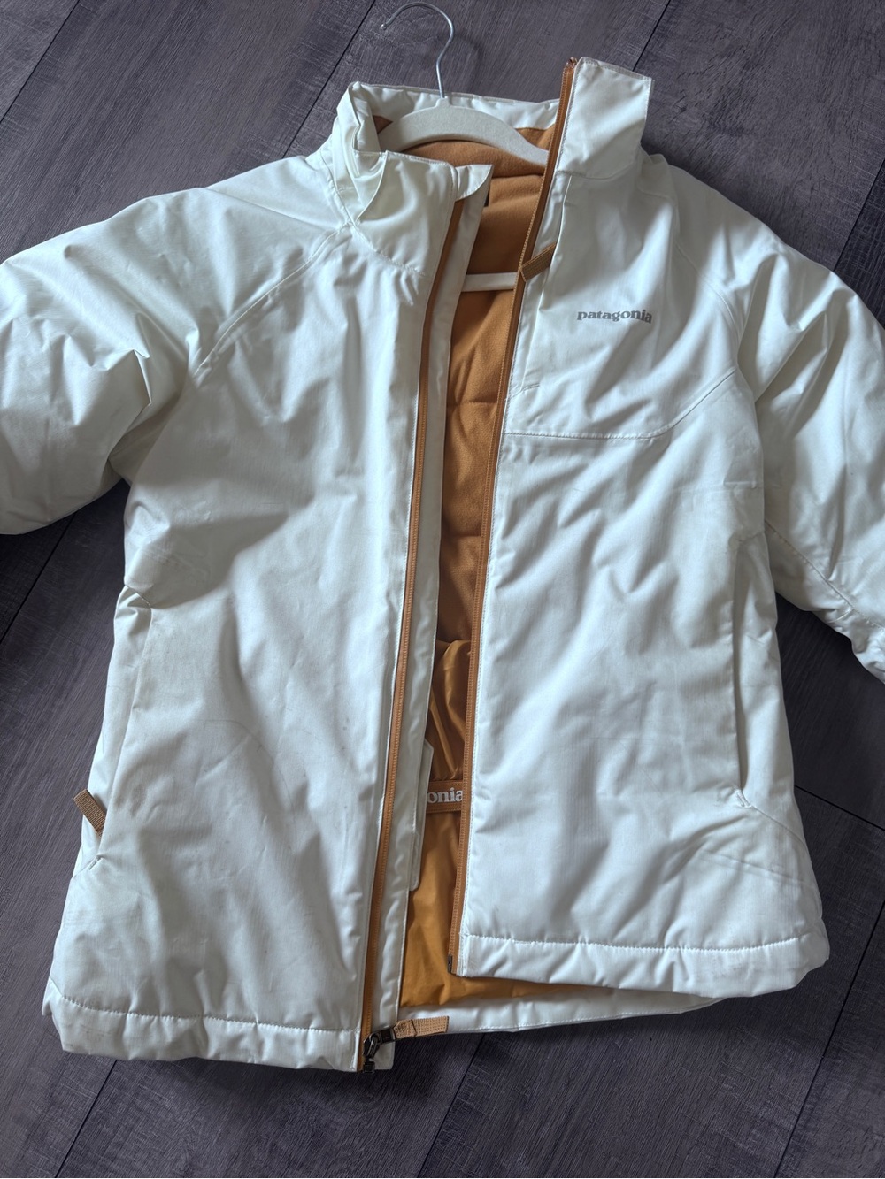 Patagonia Kids Cream Jacket with Tan Interior